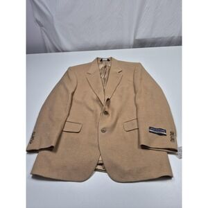 John Alexander Blazer Mens 42R Beige 100% Camel Hair Sport Coat Made USA Jacket